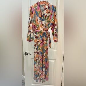 House of Chic Floral Maxi Wrap Dress Beautiful Multicolor Size L